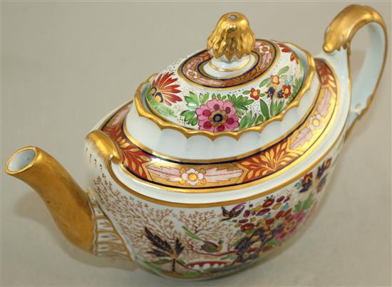 A Barr Flight & Barr Imari palette porcelain teapot, coffee can and two dishes, c.1809, teapot 23cm